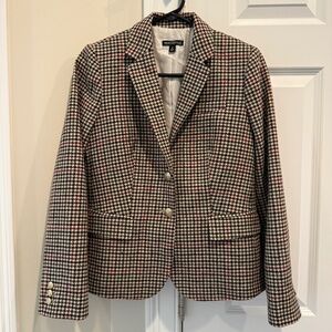 J.Crew Mercantile Houndstooth Plaid Schoolboy Blazer Size 4 Wool Fall